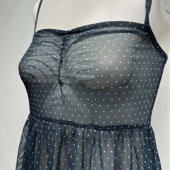 Free People Intimately Madeline Slip Dress Sheer Polka Dot New Navy Size Small - Picture 6 of 10